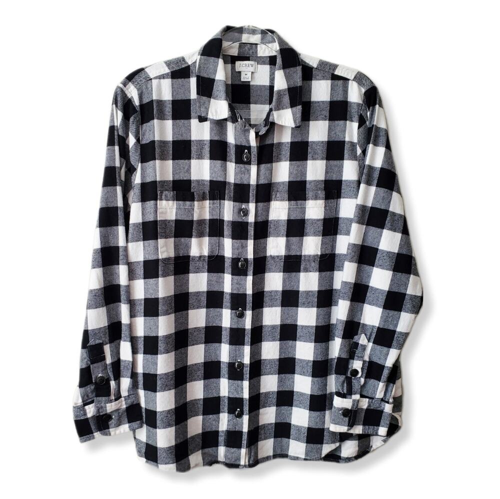 J Crew Women Plaid Flannel Shacket Shirt Jacket M LumberJane Cabin Gorp Outdoors